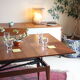 vintage coffee table with up and down system, dining table up to 10 people