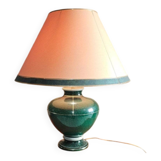 Grande lampe signée L. Drummer – céramique verte effet marbre