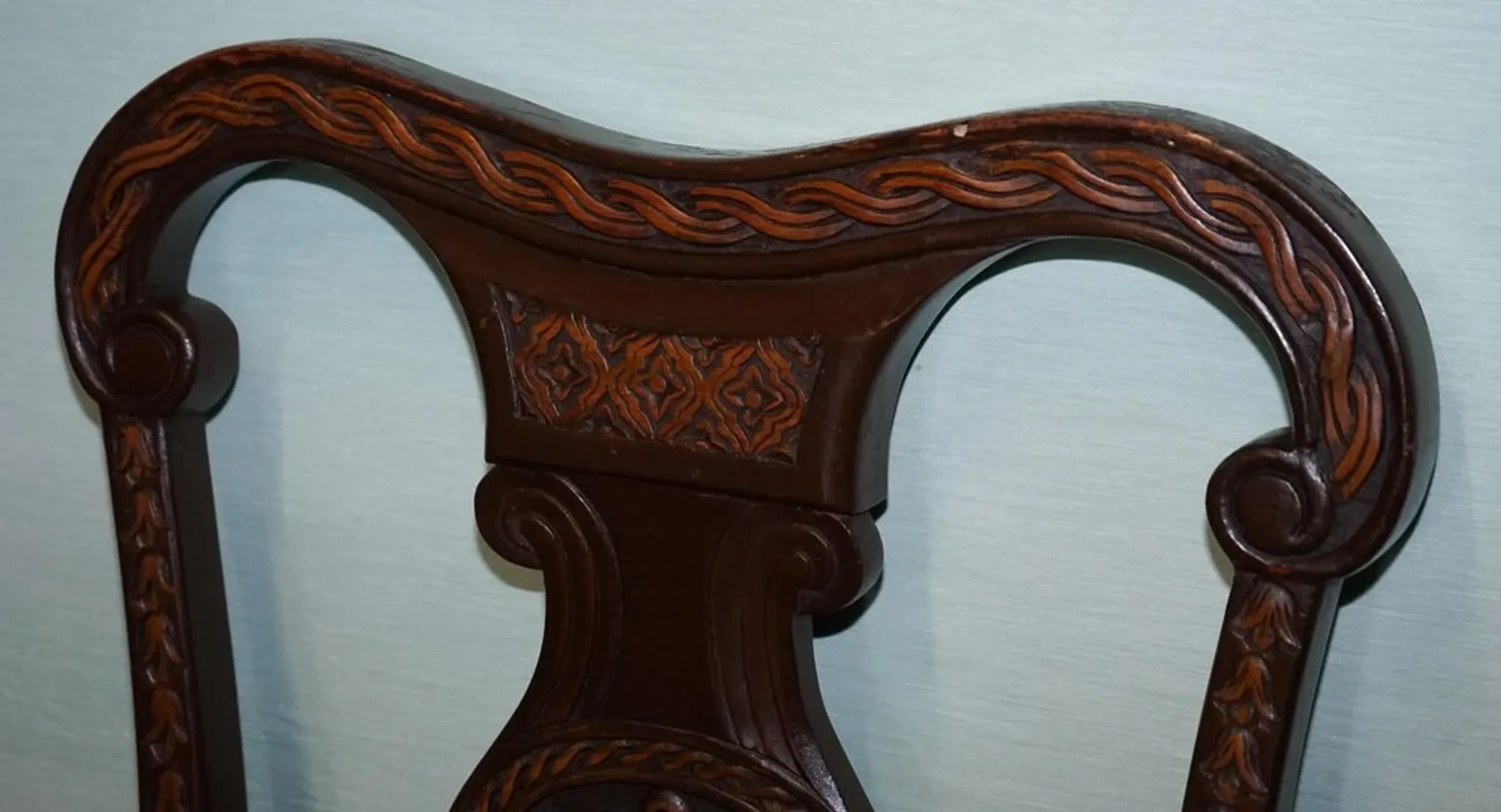 Heavily Carved Anglo-Indian Wooden Armchair