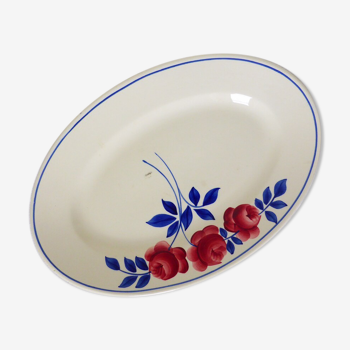 Plat oval vintage de la manufacture française HBCM modèle Ispahan en porcelaine