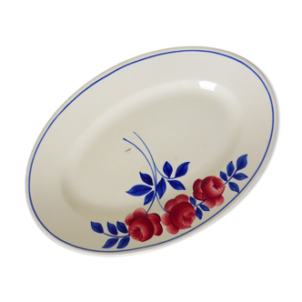 Plat oval vintage de la manufacture française HBCM modèle Ispahan en porcelaine