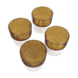4 amber glass cups