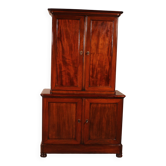 small two-body solid mahogany desk from the early 19th century with writing surface