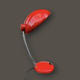 Vintage red lacquered metal desk lamp – Space Age / Bauhaus style