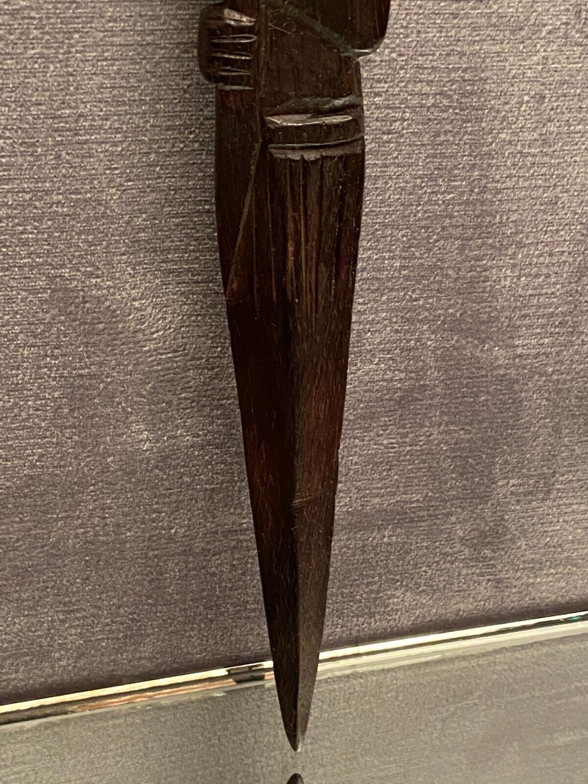 Solid wood letter opener carved profile of Amazonian Indian Brazil Vargas 1940