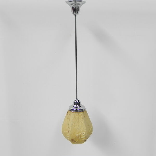 Suspension art déco avec abat-jour hexagonal en marbre