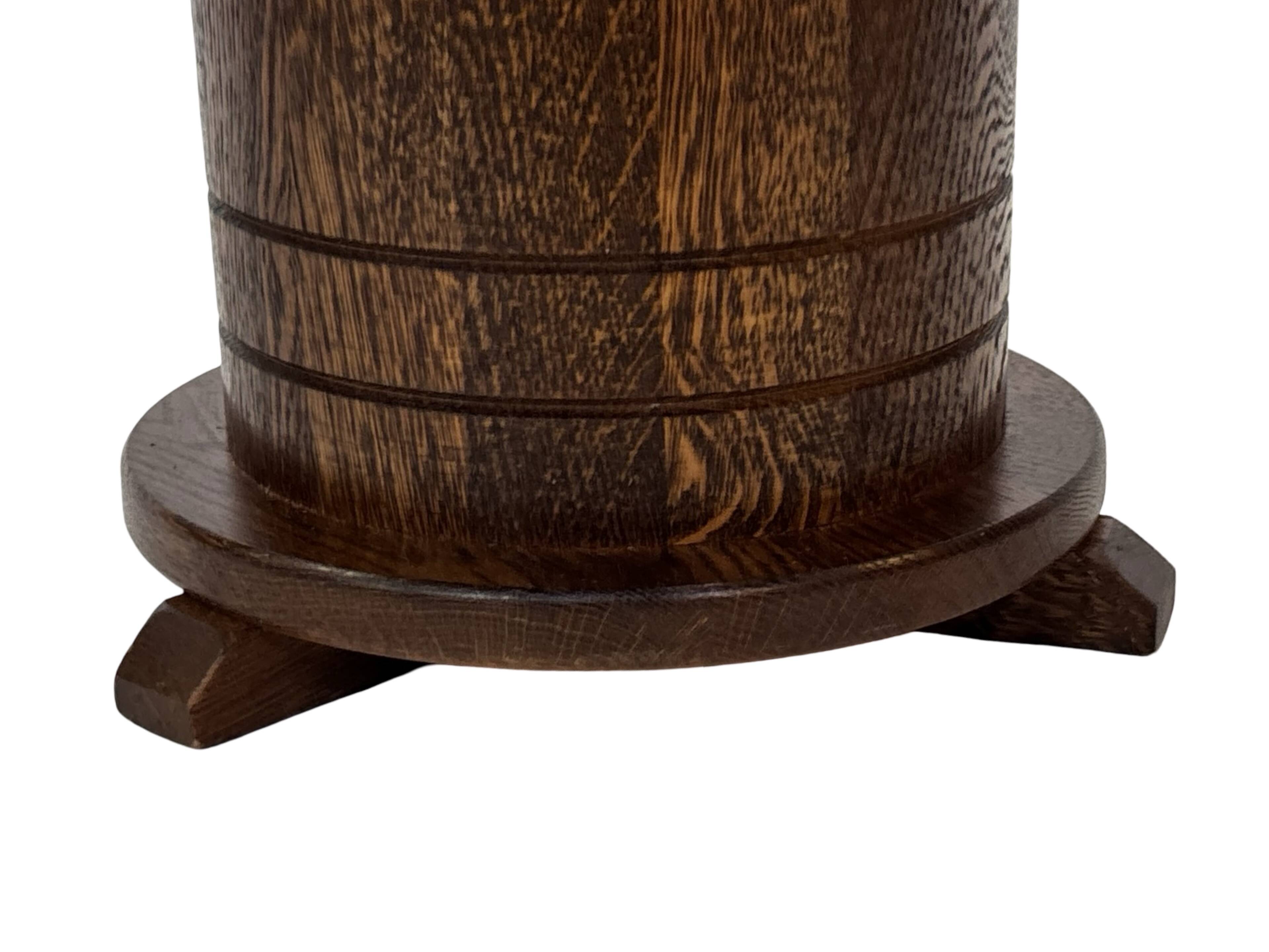 Vintage oak plant table low stool 70s design