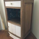 Oak and marble bedside table
