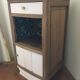 Oak and marble bedside table
