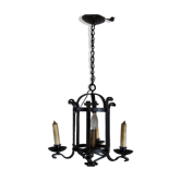 Lustre rond de château médiéval forgé à la main en France