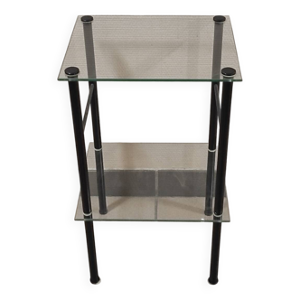50s metal and glass side table
