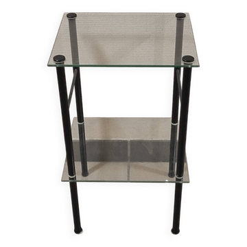50s metal and glass side table