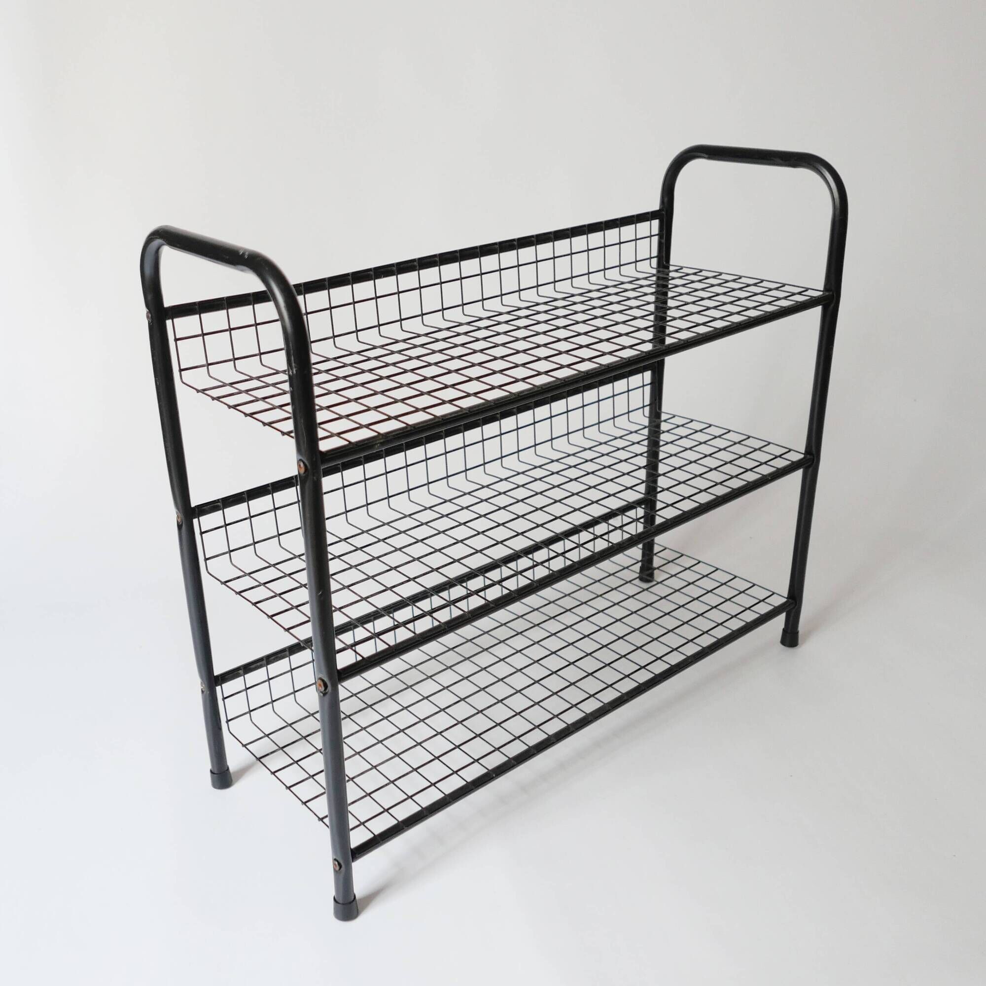 70s 80s vintage 1970s metal shoe rack designed by Niels Gammel