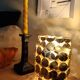 Black glass candlestick