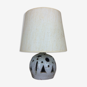 Brutalist ball lamp in openwork ceramic