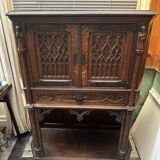 Pair of Gothic style cabinets in dark oak from the 19th century.