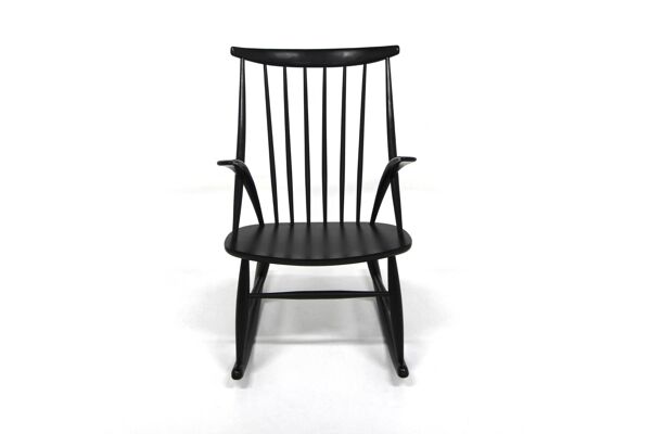 Rocking-chair en hêtre, Illum Wikkelsø, N. Eilersen, Danemark, 1960