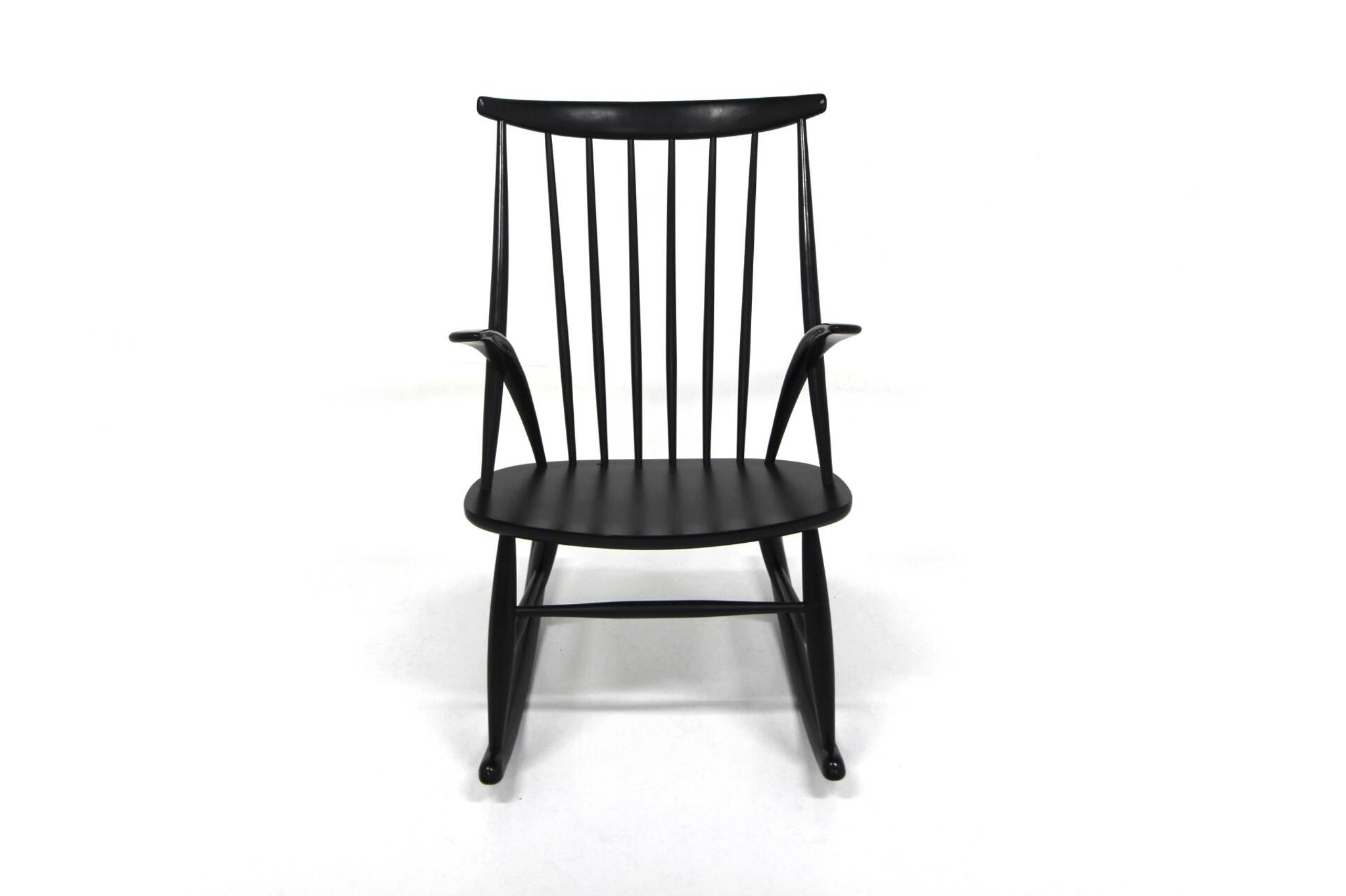 Rocking-chair en hêtre, Illum Wikkelsø, N. Eilersen, Danemark, 1960