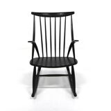 Rocking-chair en hêtre, Illum Wikkelsø, N. Eilersen, Danemark, 1960