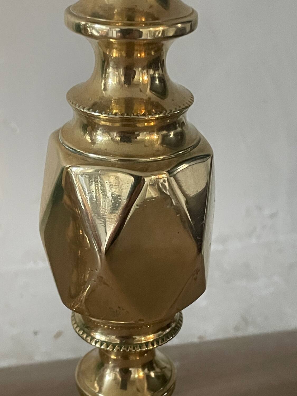 Pair of antique english princess of diamonds brass candlesticks