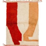 Modern Moroccan Berber rug white terracotta peach