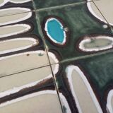 Vintage coffee table from the 60s and 70s in ceramic, chrome metal, and wood.