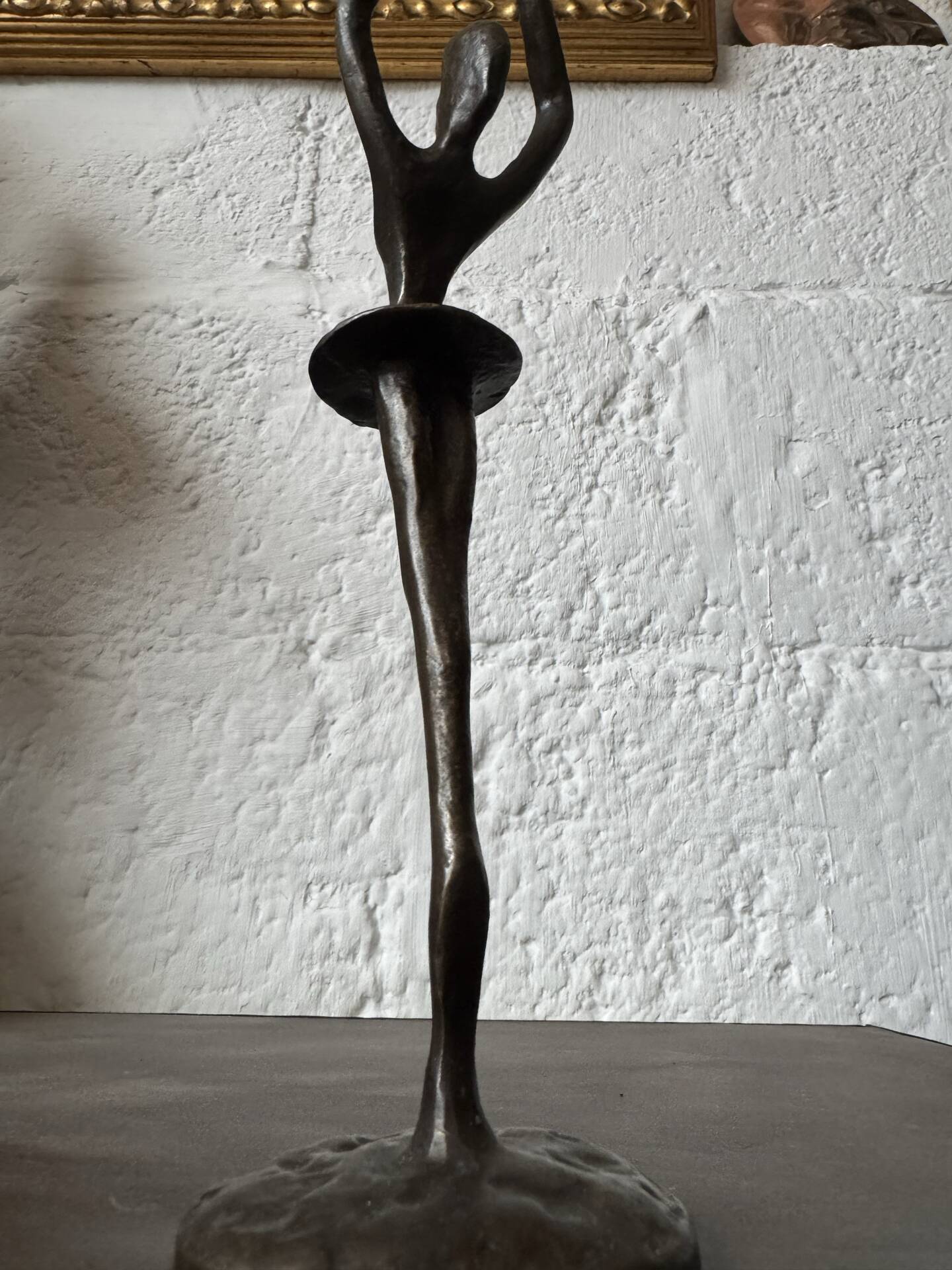 Small bronze dancer in 1980s modernist style.