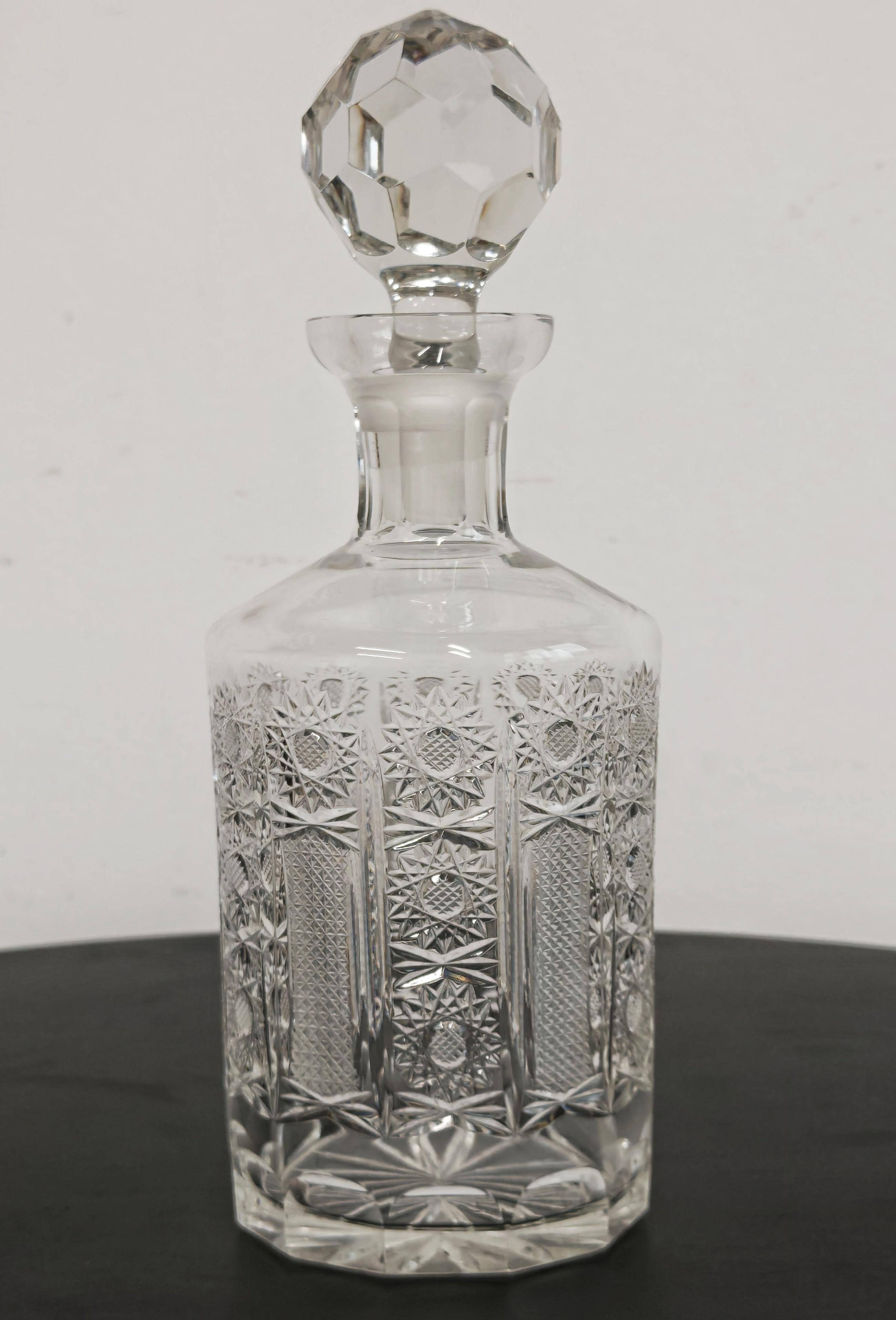 Vintage crystal carafe from Czechoslovakia, 1960s.
