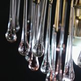 Lady Grace, Chandelier with Pink and Transparent Pendants, Murano Glass, 19