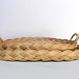Duo of braided wicker trays