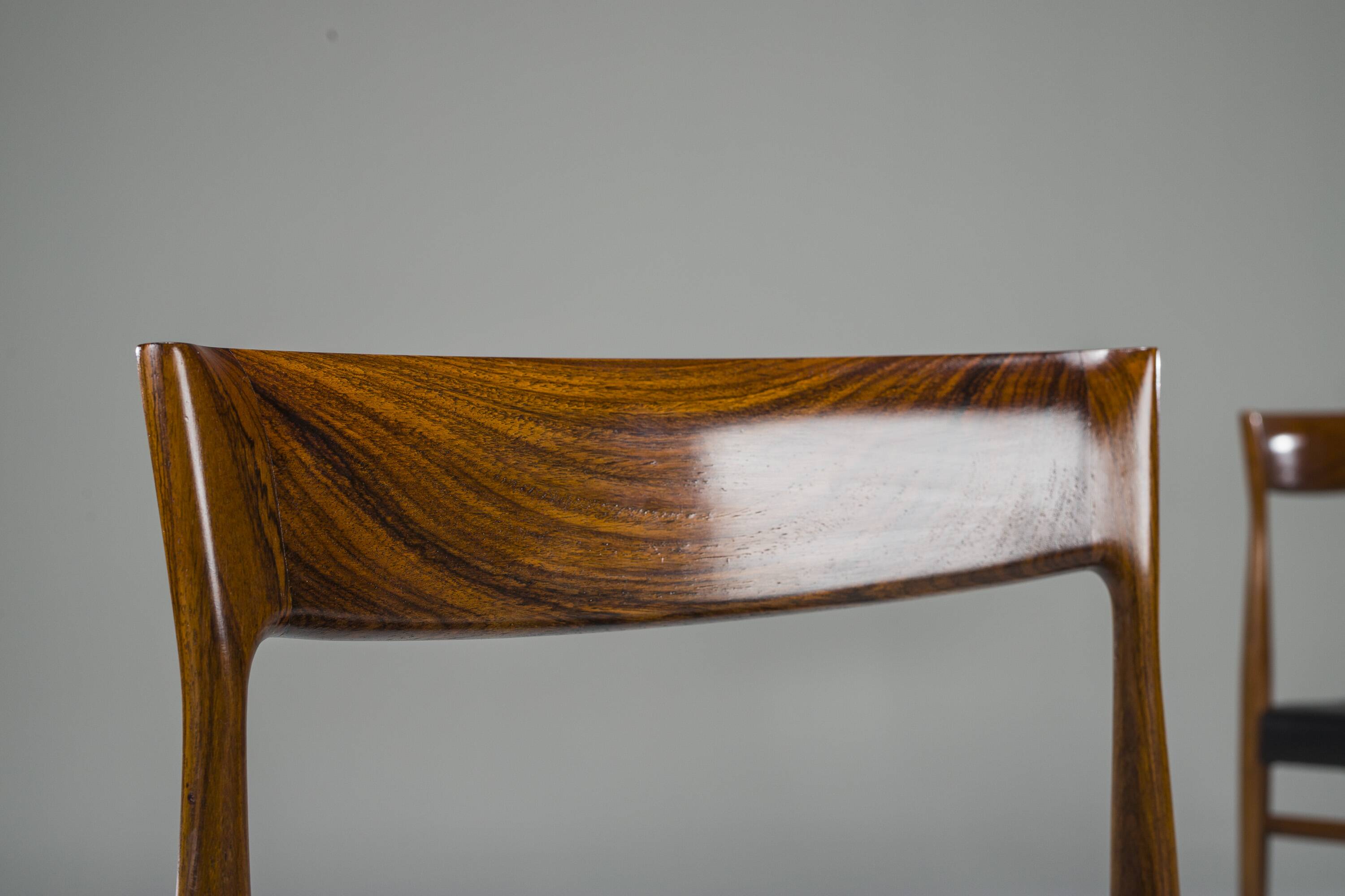 Mid-Century Palisander Dining Chair with Lether, 1950s, Set of 4