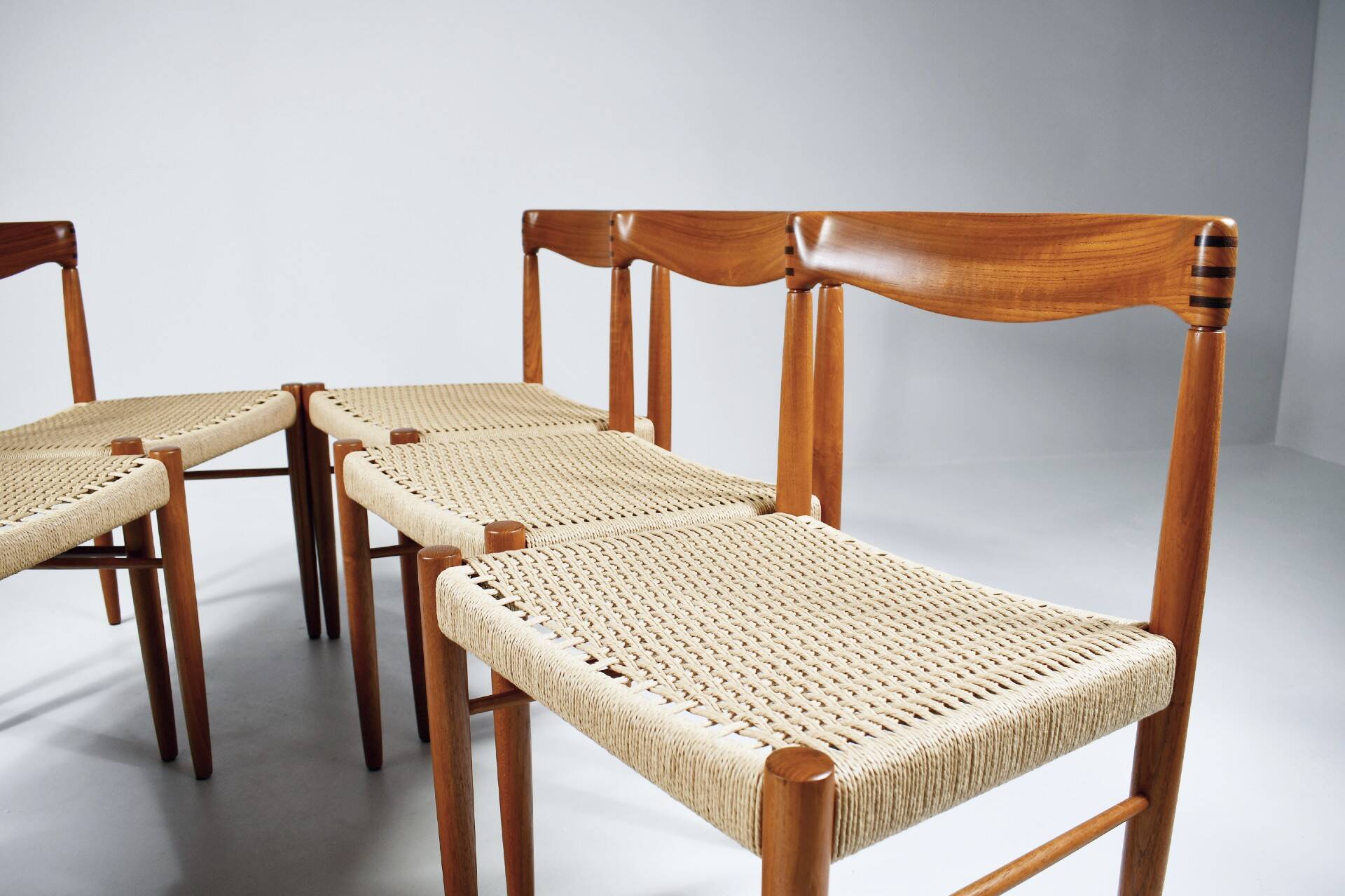 6 wood and rope chairs by Henry Klein for Bramin, 1960s