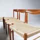 6 wood and rope chairs by Henry Klein for Bramin, 1960s