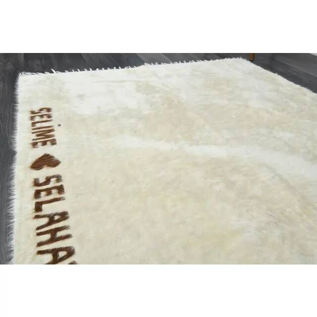 Vintage Turkish Hand-Knotted Wool Cotton Beige Kilim Area Rug 157x203