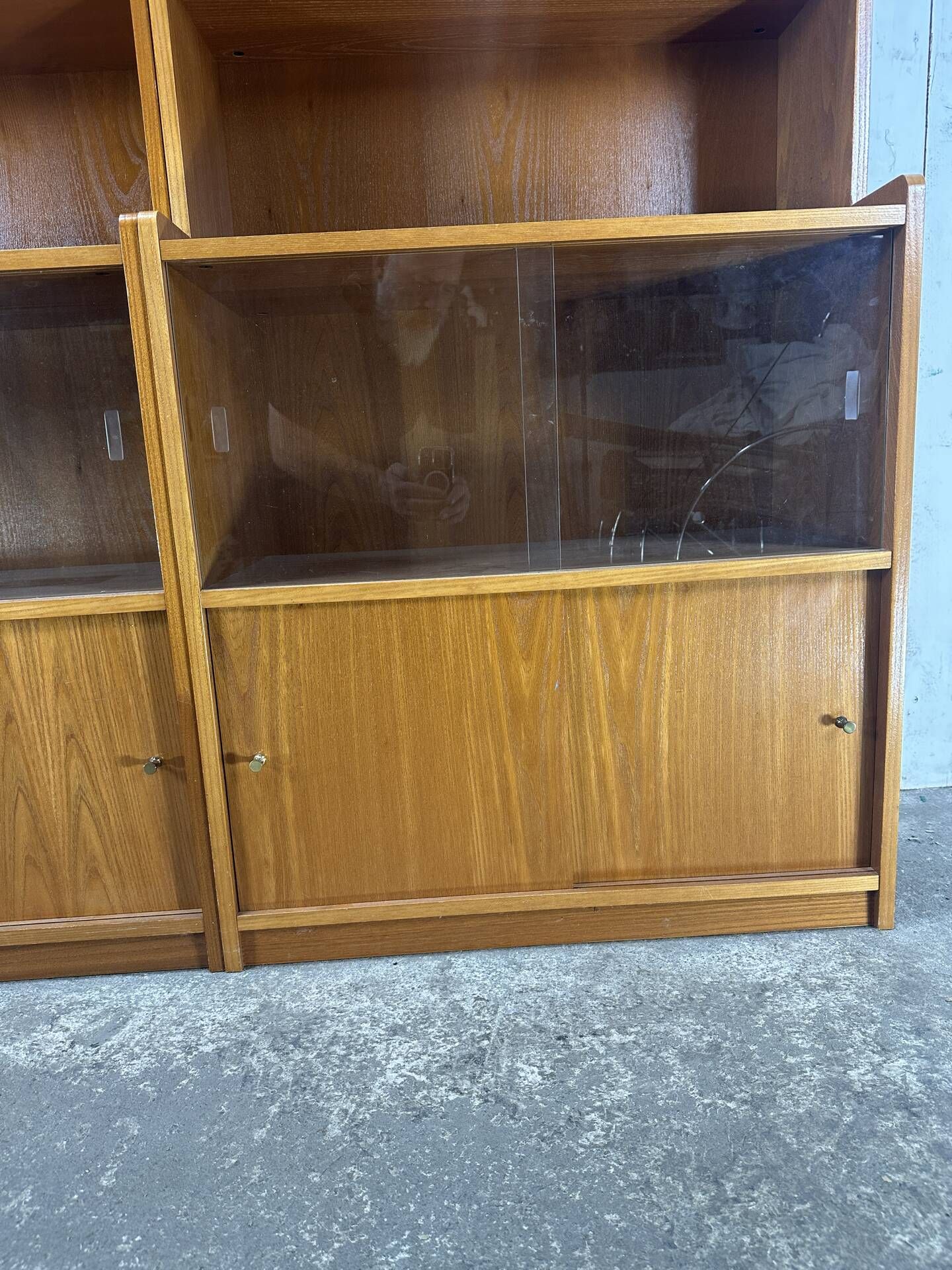 Pair of large vintage wooden display cabinets – 1960s/70s