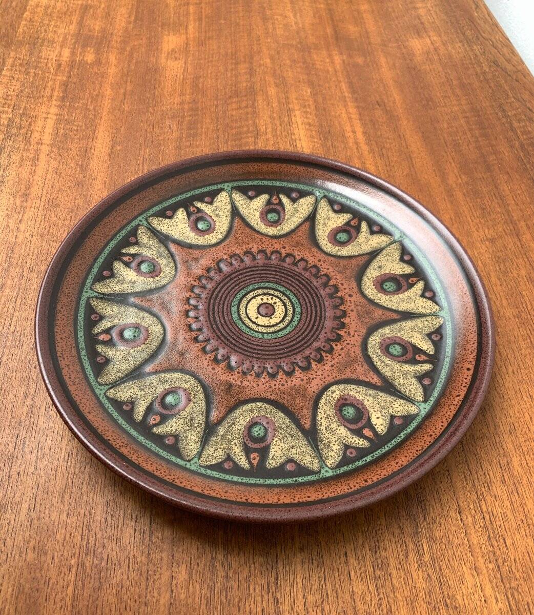 Vintage German ceramic wall plate from Keramik Manufaktur Kupfermühle, 1970s.