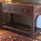 Old console with drawers, solid wood.