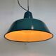 Large Industrial Petrol Enamel Factory Pendant Lamp, 1960s