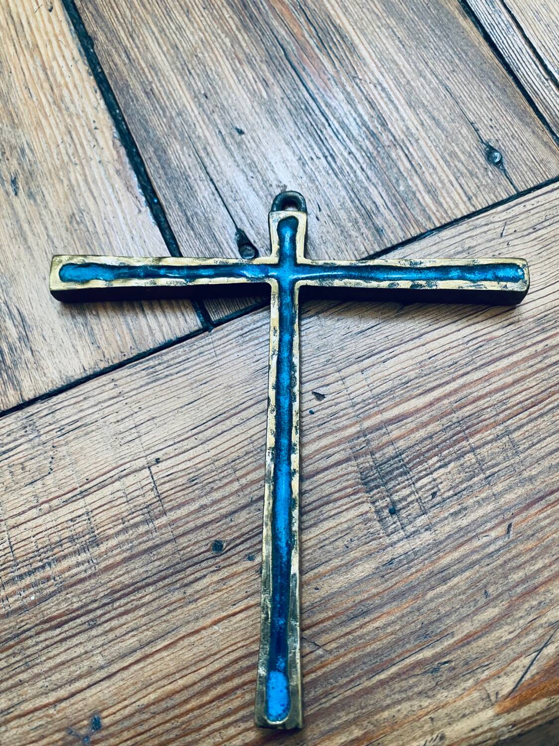 Piéchaud enameled bronze wall cross.
