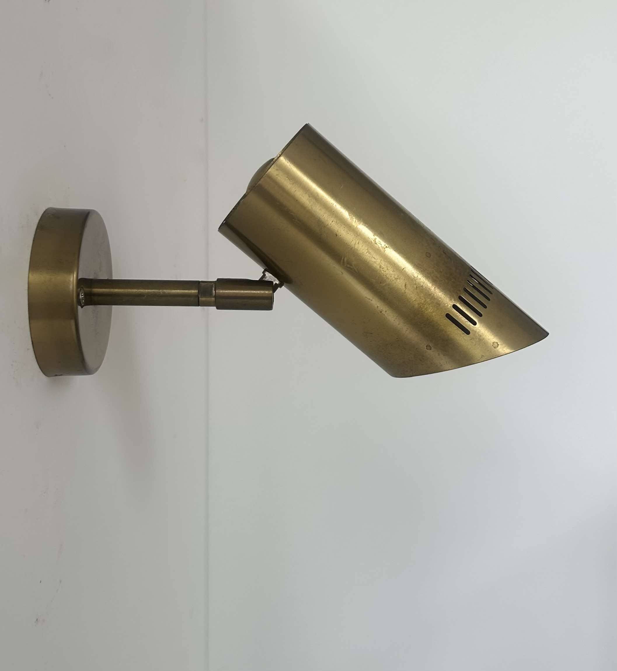 Vintage adjustable wall light, solid perforated brass, France 1960