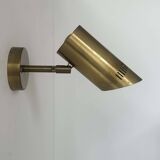 Vintage adjustable wall light, solid perforated brass, France 1960