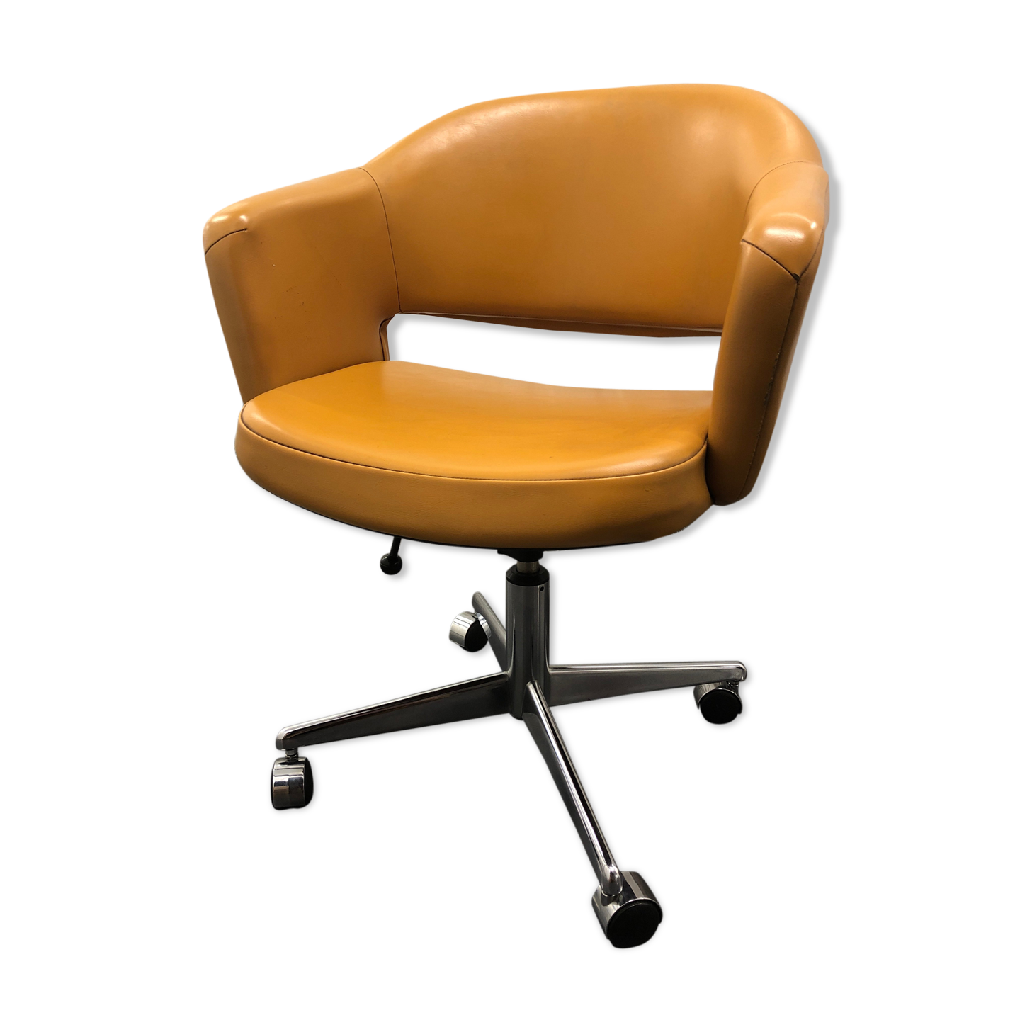 Vintage office chair in mustard yellow skai circa 1960