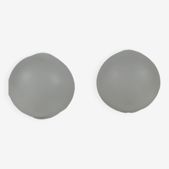 Two round frosted glass lamp lenses