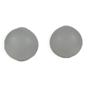 Two round frosted glass lamp lenses