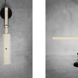 Beige plastic table lamp Lucifer, mid-century modern Scandinavian style.