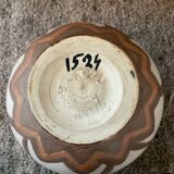 Vintage glazed ceramic ball vase signed