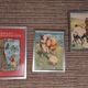 Set of 5 illustrations framed in glass the Fables of La Fontaine