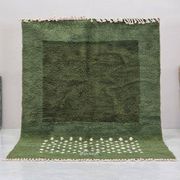 Traditional handwoven green Moroccan wool rug
