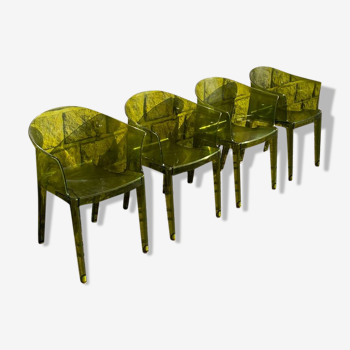 4 chaise Tulipano Fauteuil vert en polycarbonate