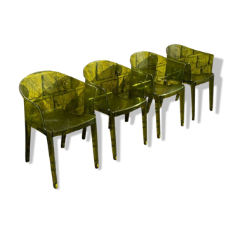 4 chaise Tulipano Fauteuil vert en polycarbonate